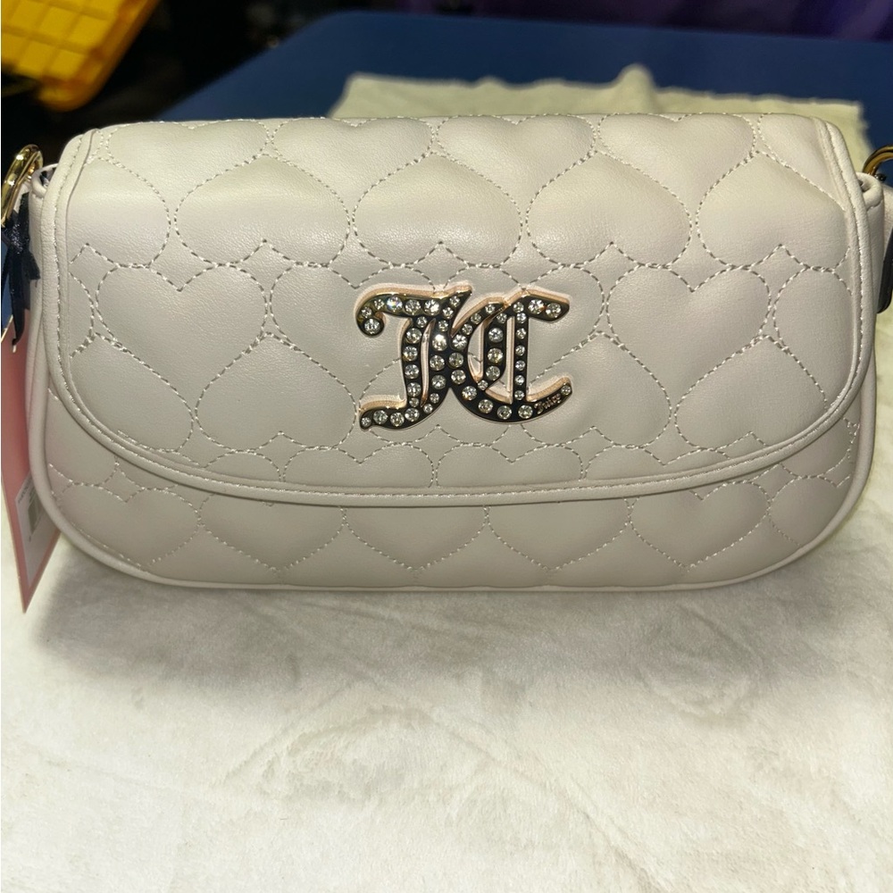 NWT…Juicy Couture Gray Shoulder Bag with Quilted Design and Gold Hardware - Picture 10 of 11